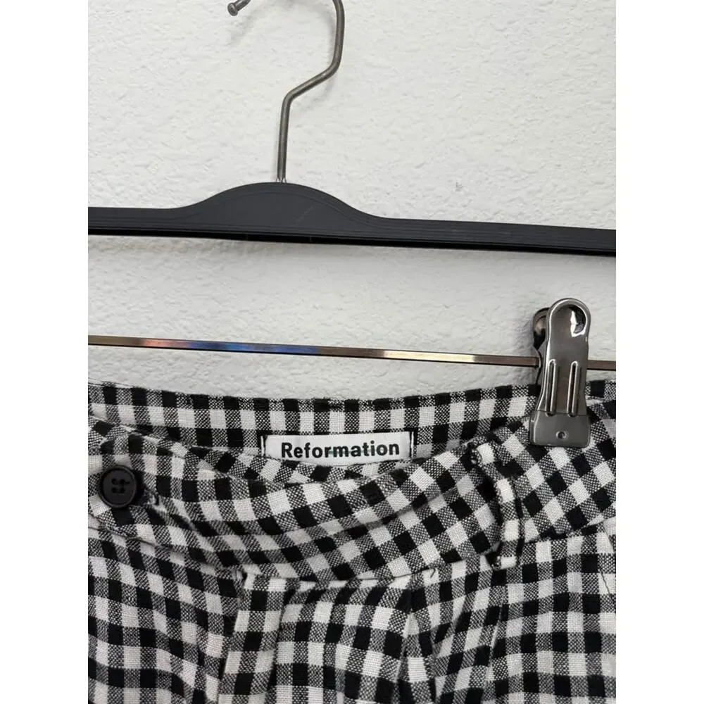 Reformation Women’s Classic Plaid Linen High Waisted‎ Trousers Sz 0